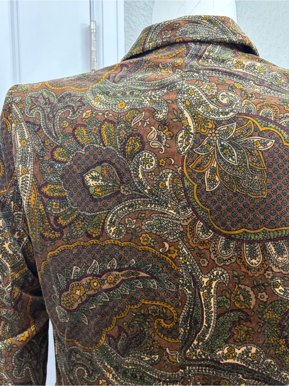 MARELLA Brown Velvet Paisley Open-Front Blazer - Size 12 - Picture 8 of 12
